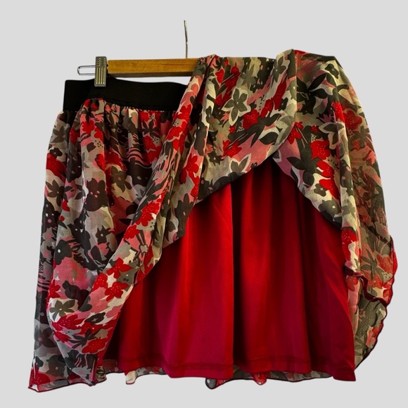 Women’s Floral Skirt Pink Red Size L - Picture 8 of 14